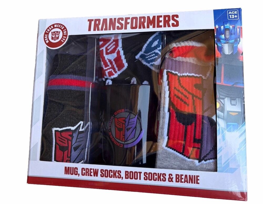 Transformers Adult Gift Set Mug Beanie Crew Boot Socks CultureFly 4 Piece New